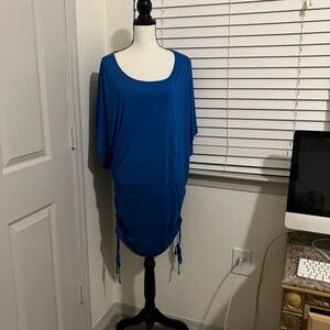 Royal Blue Drawstring Hem Dolman Tunic